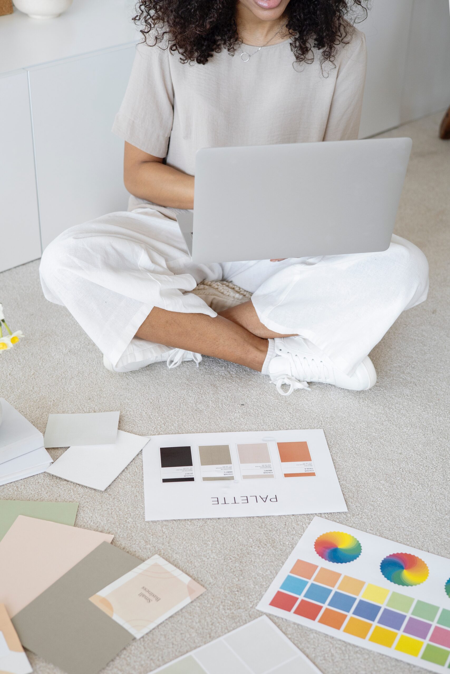 Woman picking out colors for her brand